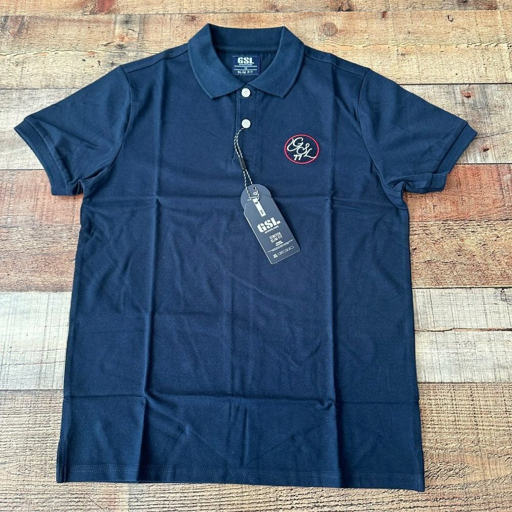 GSL blue golf polo with embroidered logo boy's 12